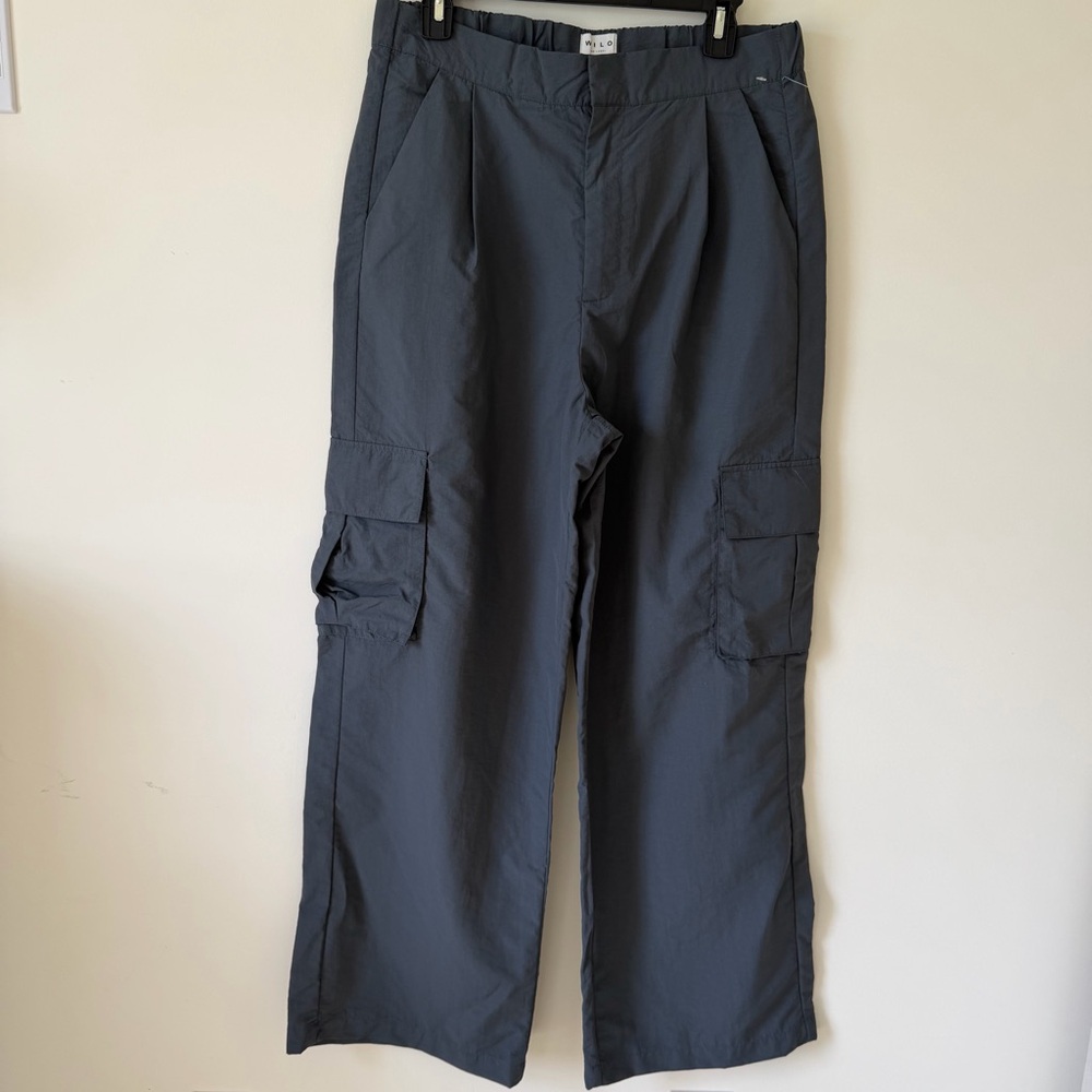 WILO The Label Wide Leg Cargo Pant Gray sz S Australian Brand Anthropologie